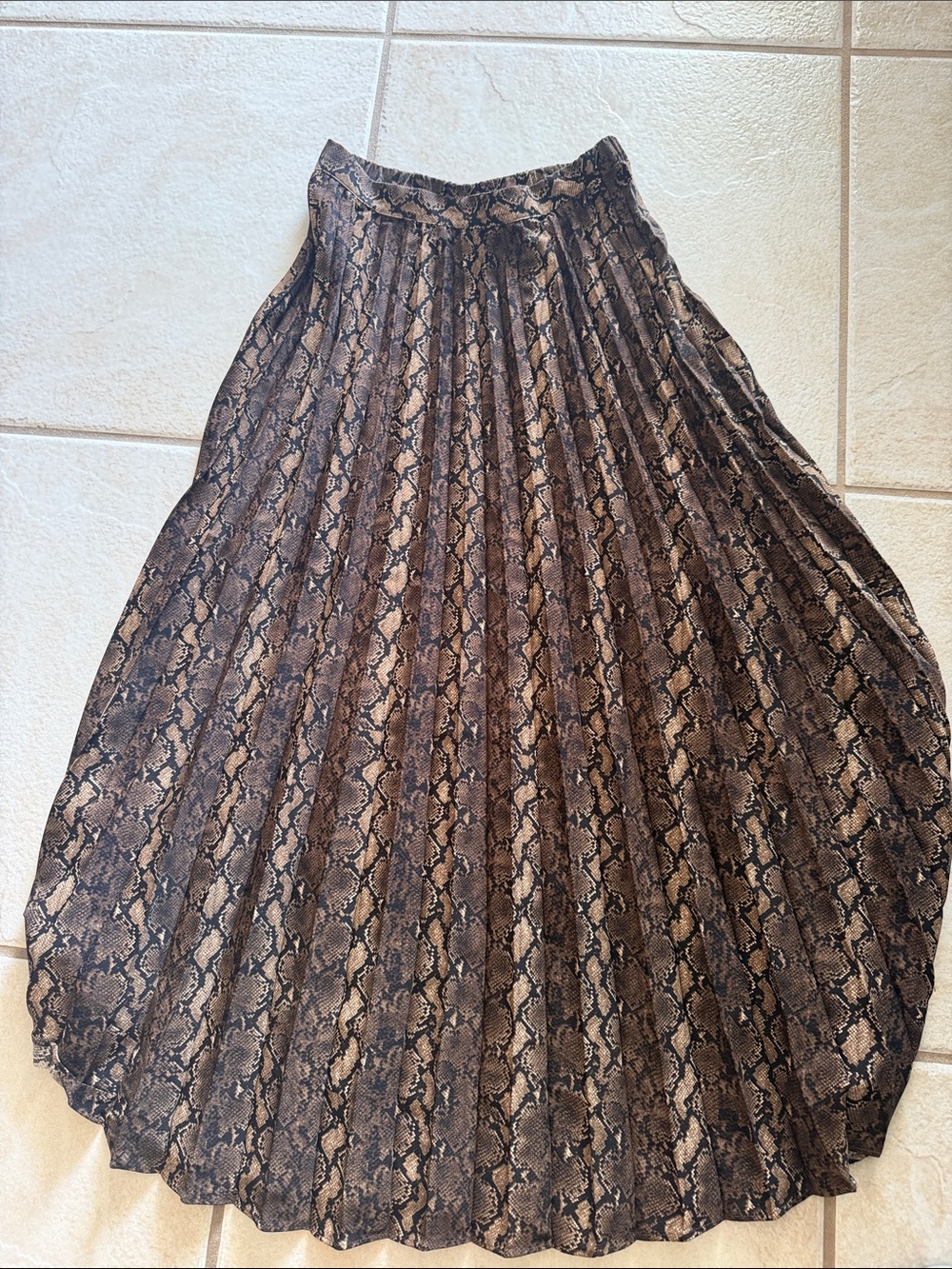 Philosophy Brown Snake-Print Pleated Maxi Skirt